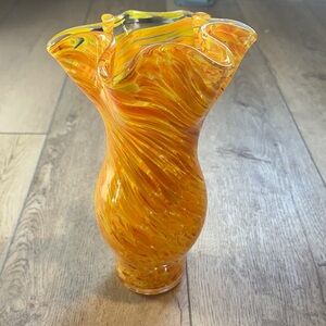 Handblown Marble Ornate Glass Vase
